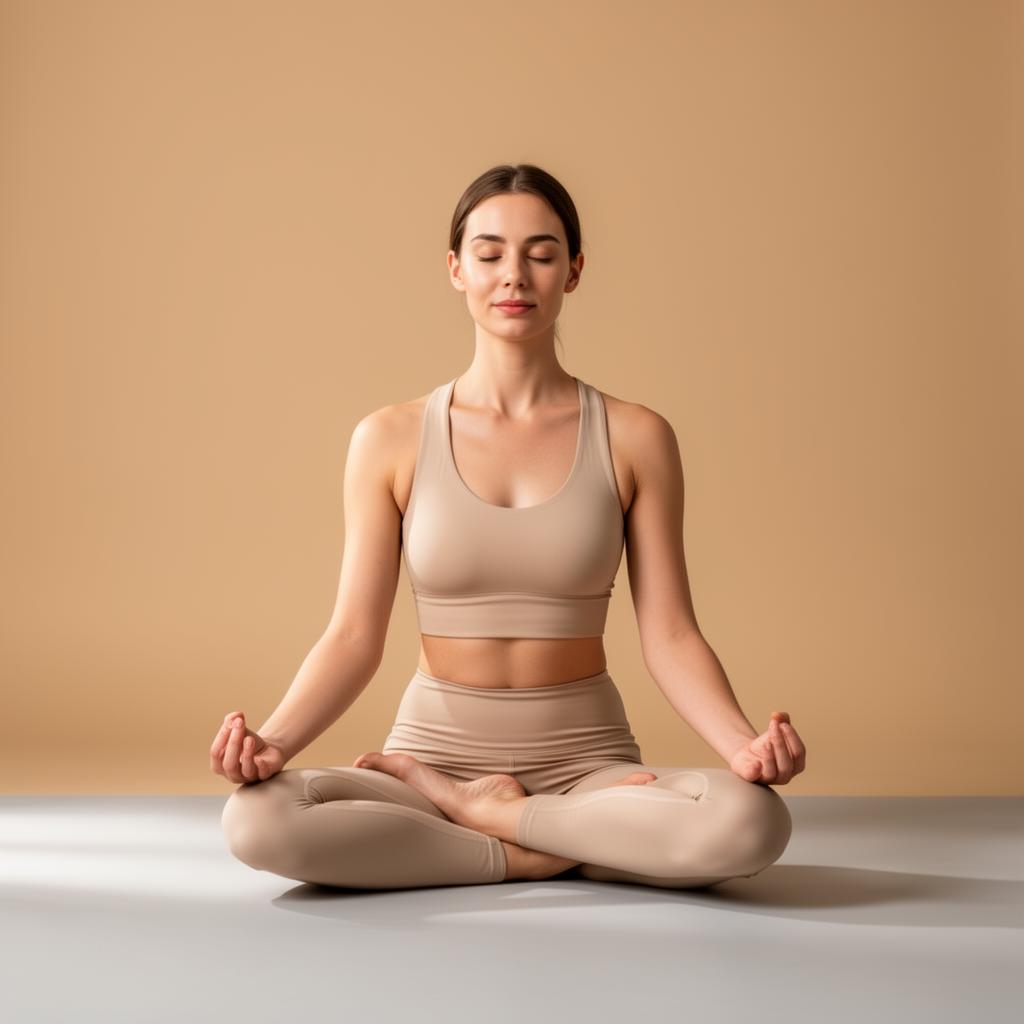 Mulher praticando yoga em posição de meditação